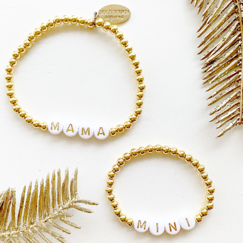 Mama and Mini Matching Gold Beaded Bracelet Set