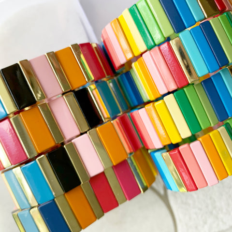 Rainbow Color Block Tile Bracelet