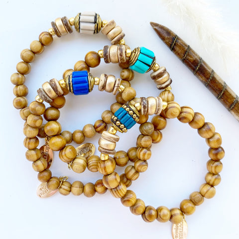 Boho Tribal and Wood Beaded “Ayja” Bracelet