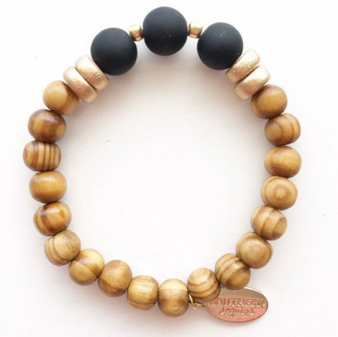 Wooden bead stretchy stackable boho "Jess" Bracelet