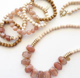 Michelle Necklace: Semi-Prescious Faceted Nuggets Stones and Olive Wood