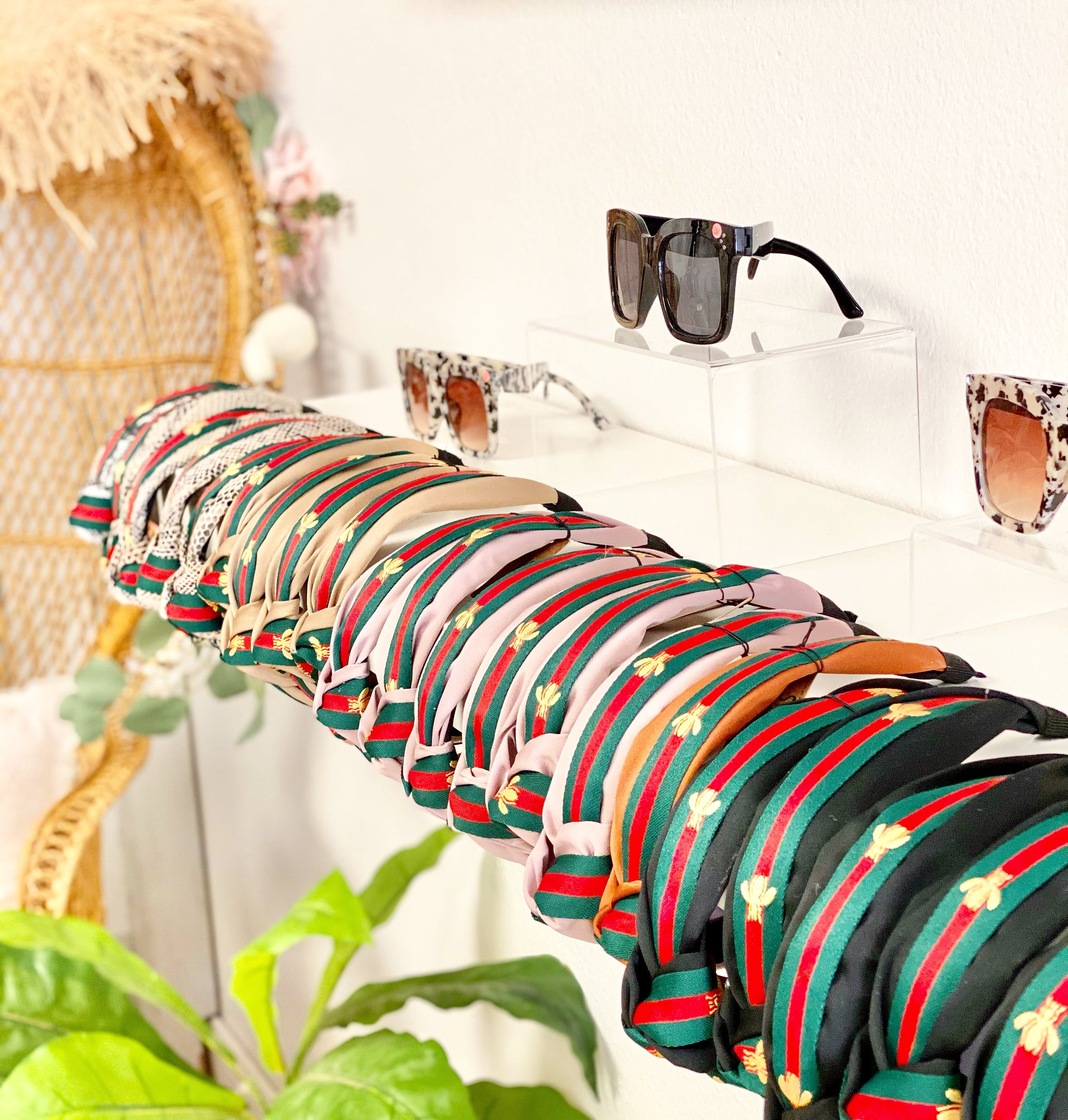 Designer Inspired Red and Green Stripe Bumble Bee Headband – Southern  Sequins