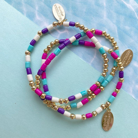 Tiny Gold and Colorful Beaded “Morse Code” Bracelet