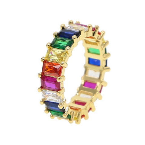 Rainbow Baguette Eternity Band "Rock Candy" Ring